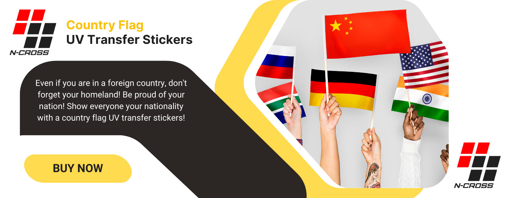 N-Cross Country flag UV transfer stickers