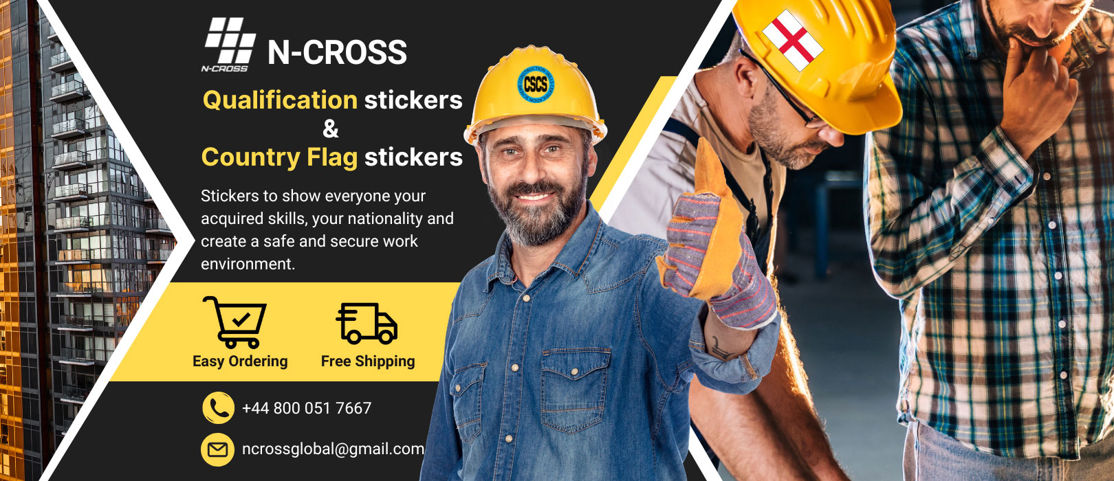 Variety of qualification stickers and country flag stickers in the N-CROSS online store